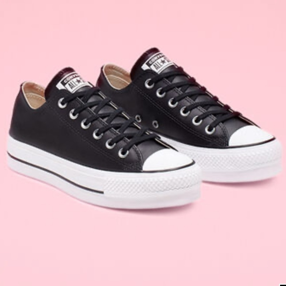 Leather low top platform chucks